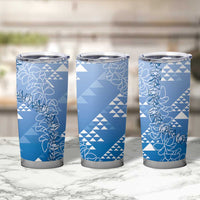 Hawaii Royal Blue Kapa Tumbler Cup Vintage 'Ohe Kāpala Motifs Mix Plumeria Leis LT7 - Polynesian Pride