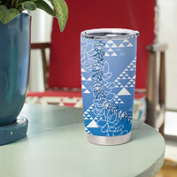 Hawaii Royal Blue Kapa Tumbler Cup Vintage 'Ohe Kāpala Motifs Mix Plumeria Leis LT7 - Polynesian Pride