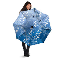 Hawaii Royal Blue Kapa Umbrella Vintage 'Ohe Kāpala Motifs Mix Plumeria Leis LT7 - Polynesian Pride