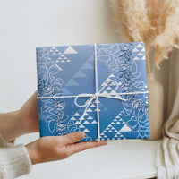 Hawaii Kapa Vintage Motifs Mix Plumeria Leis Wrapping Paper Royal Blue