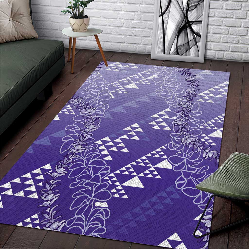 Hawaii Lavender Kapa Area Rug Vintage 'Ohe Kāpala Motifs Mix Plumeria Leis LT7 Lavender - Polynesian Pride