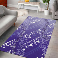 Hawaii Lavender Kapa Area Rug Vintage 'Ohe Kāpala Motifs Mix Plumeria Leis LT7 - Polynesian Pride