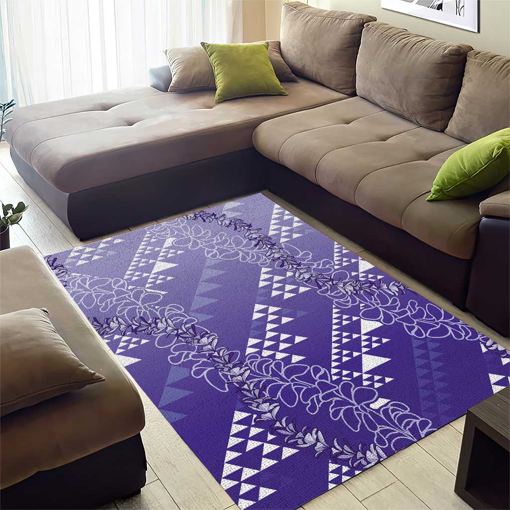 Hawaii Lavender Kapa Area Rug Vintage 'Ohe Kāpala Motifs Mix Plumeria Leis LT7 - Polynesian Pride