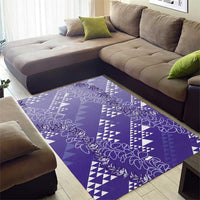 Hawaii Lavender Kapa Area Rug Vintage 'Ohe Kāpala Motifs Mix Plumeria Leis LT7 - Polynesian Pride