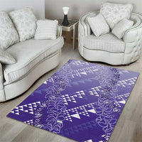 Hawaii Lavender Kapa Area Rug Vintage 'Ohe Kāpala Motifs Mix Plumeria Leis LT7 - Polynesian Pride