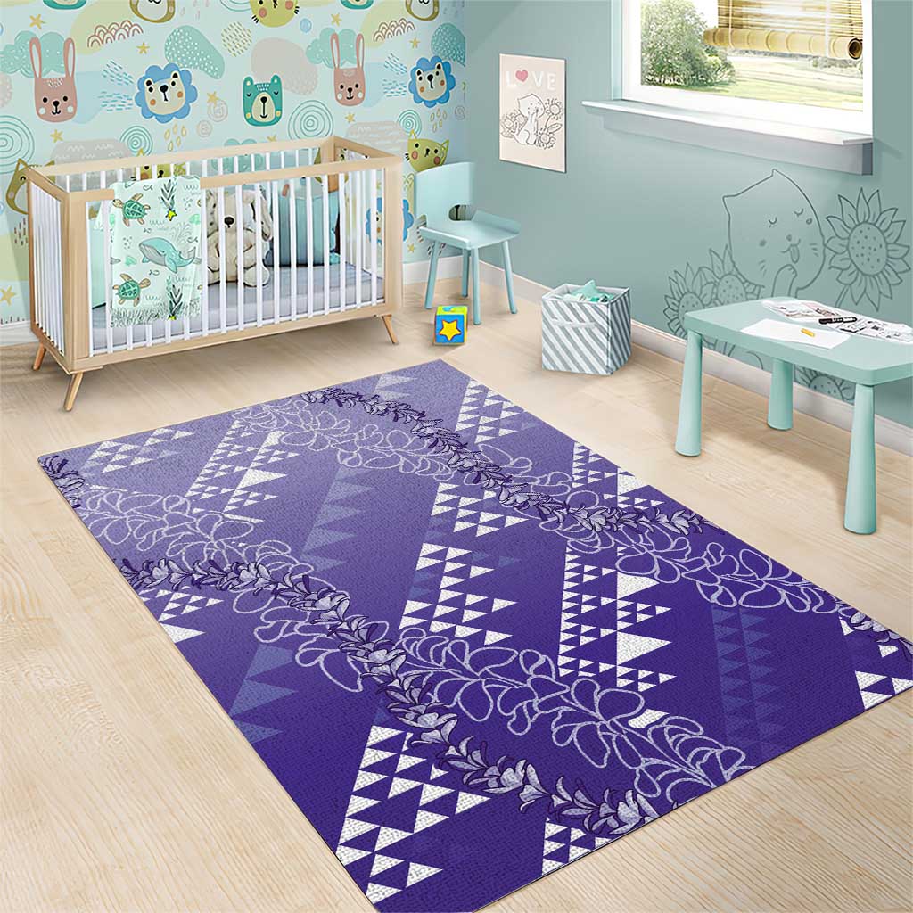 Hawaii Lavender Kapa Area Rug Vintage 'Ohe Kāpala Motifs Mix Plumeria Leis LT7 - Polynesian Pride