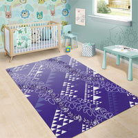 Hawaii Lavender Kapa Area Rug Vintage 'Ohe Kāpala Motifs Mix Plumeria Leis LT7 - Polynesian Pride