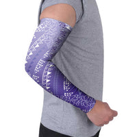Hawaii Lavender Kapa Arm Sleeves Vintage 'Ohe Kāpala Motifs Mix Plumeria Leis LT7 - Polynesian Pride