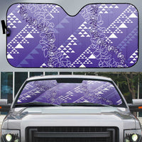 Hawaii Lavender Kapa Auto Sun Shade Vintage 'Ohe Kāpala Motifs Mix Plumeria Leis