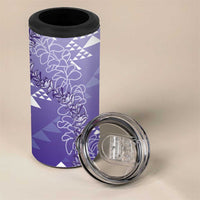Hawaii Lavender Kapa 4 in 1 Can Cooler Tumbler Vintage 'Ohe Kāpala Motifs Mix Plumeria Leis LT7 - Polynesian Pride