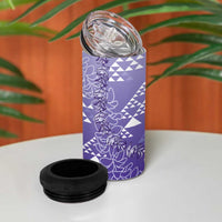 Hawaii Lavender Kapa 4 in 1 Can Cooler Tumbler Vintage 'Ohe Kāpala Motifs Mix Plumeria Leis LT7 - Polynesian Pride