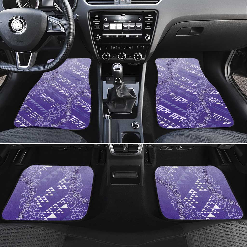 Hawaii Lavender Kapa Car Mats Vintage 'Ohe Kāpala Motifs Mix Plumeria Leis LT7 Set 4pcs Lavender - Polynesian Pride