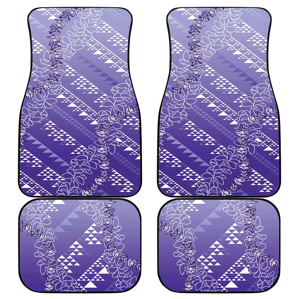 Hawaii Lavender Kapa Car Mats Vintage 'Ohe Kāpala Motifs Mix Plumeria Leis LT7 - Polynesian Pride