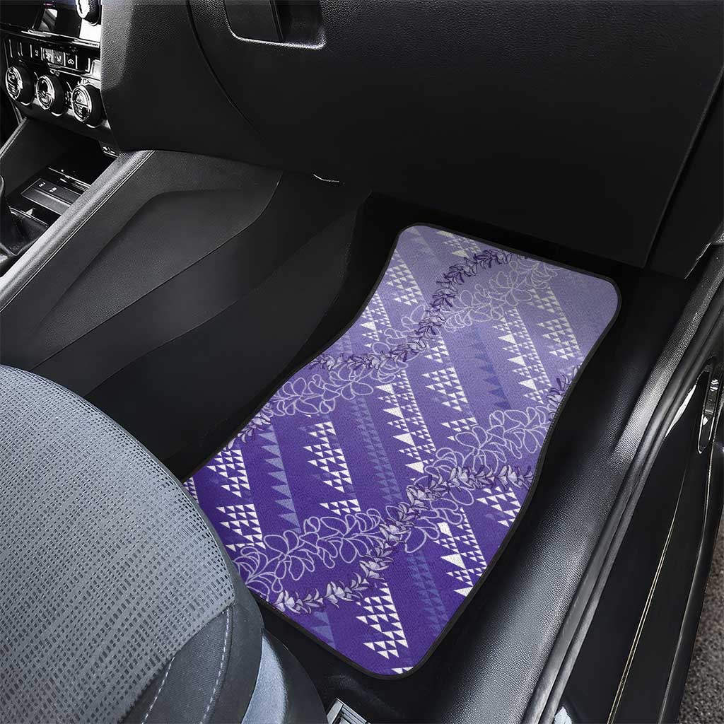 Hawaii Lavender Kapa Car Mats Vintage 'Ohe Kāpala Motifs Mix Plumeria Leis LT7 - Polynesian Pride