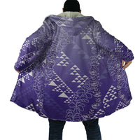 Hawaii Lavender Kapa Cloak Vintage 'Ohe Kāpala Motifs Mix Plumeria Leis