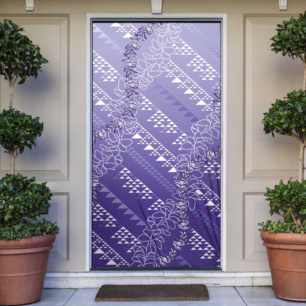 Hawaii Lavender Kapa Door Cover Vintage 'Ohe Kāpala Motifs Mix Plumeria Leis LT7 Lavender - Polynesian Pride