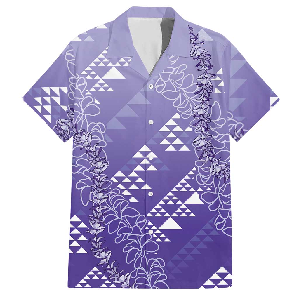 Hawaii Lavender Kapa Hawaiian Shirt Vintage 'Ohe Kāpala Motifs Mix Plumeria Leis LT7 Lavender - Polynesian Pride