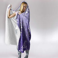 Hawaii Lavender Kapa Hooded Blanket Vintage 'Ohe Kāpala Motifs Mix Plumeria Leis LT7 - Polynesian Pride