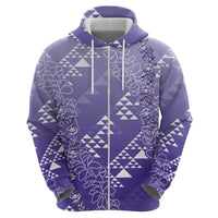 Hawaii Lavender Kapa Hoodie Vintage 'Ohe Kāpala Motifs Mix Plumeria Leis