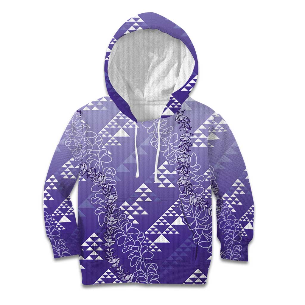 Hawaii Lavender Kapa Kid Hoodie Vintage 'Ohe Kāpala Motifs Mix Plumeria Leis LT7 Hoodie Lavender - Polynesian Pride