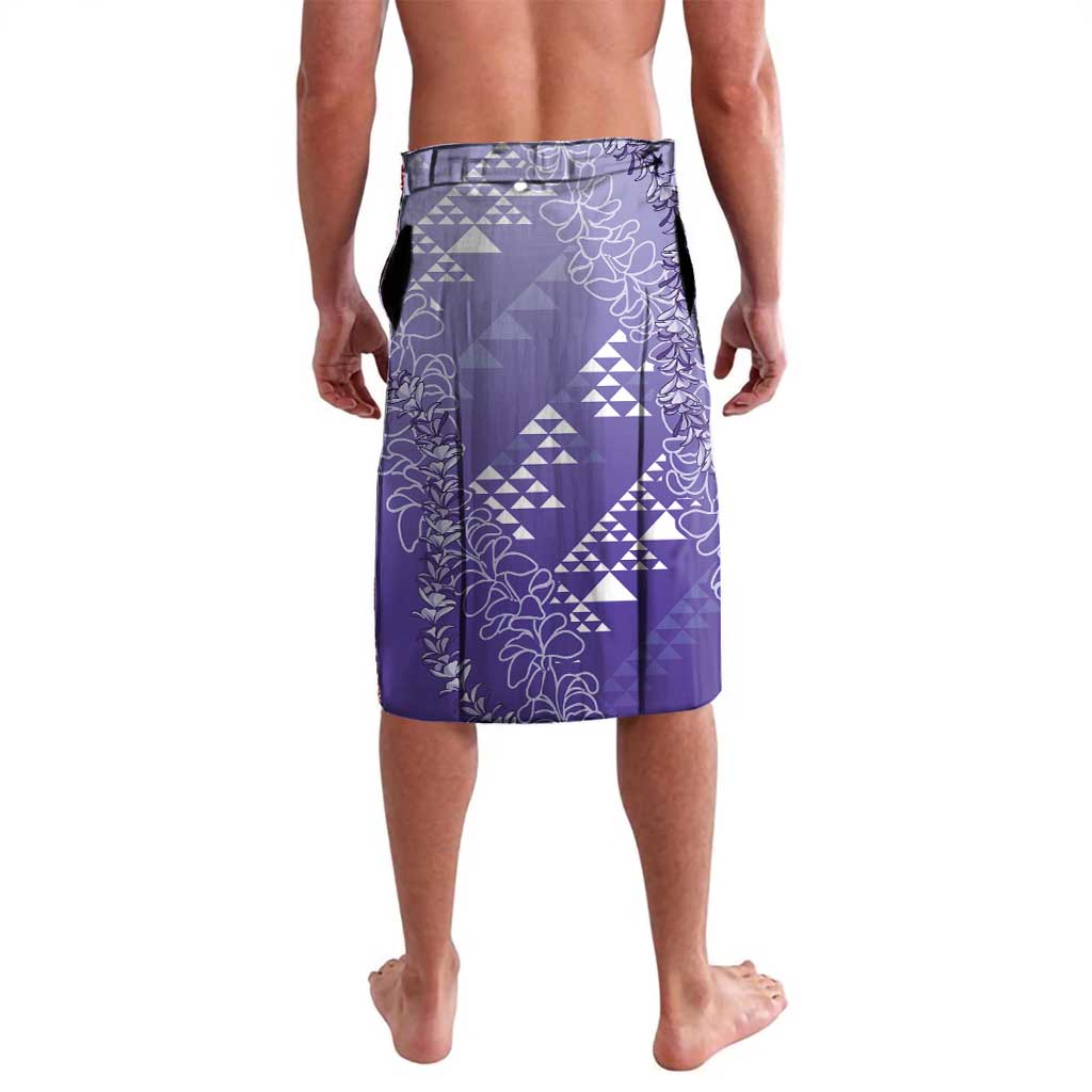 Hawaii Lavender Kapa Lavalava Vintage 'Ohe Kāpala Motifs Mix Plumeria Leis