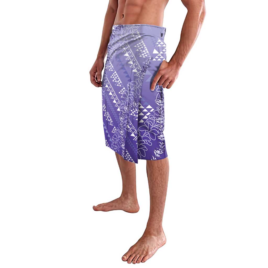 Hawaii Lavender Kapa Lavalava Vintage 'Ohe Kāpala Motifs Mix Plumeria Leis