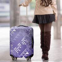 Hawaii Lavender Kapa Luggage Cover Vintage 'Ohe Kāpala Motifs Mix Plumeria Leis LT7 - Polynesian Pride