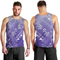Hawaii Lavender Kapa Men Tank Top Vintage 'Ohe Kāpala Motifs Mix Plumeria Leis LT7 - Polynesian Pride