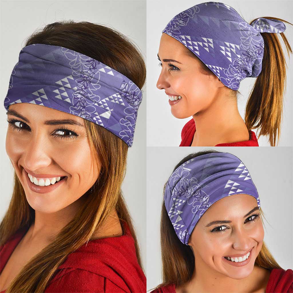 Hawaii Lavender Kapa Neck Gaiter Vintage 'Ohe Kāpala Motifs Mix Plumeria Leis LT7 - Polynesian Pride