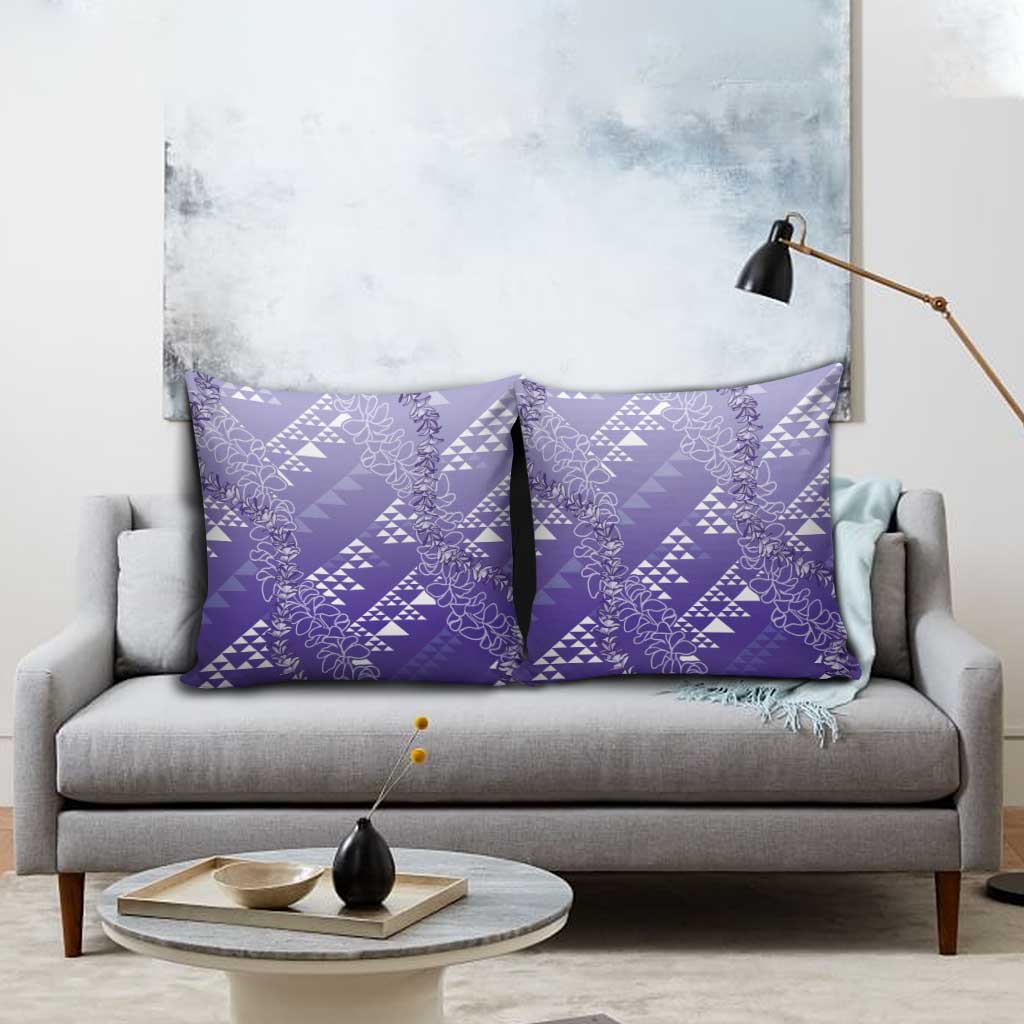 Hawaii Lavender Kapa Pillow Cover Vintage 'Ohe Kāpala Motifs Mix Plumeria Leis LT7 - Polynesian Pride