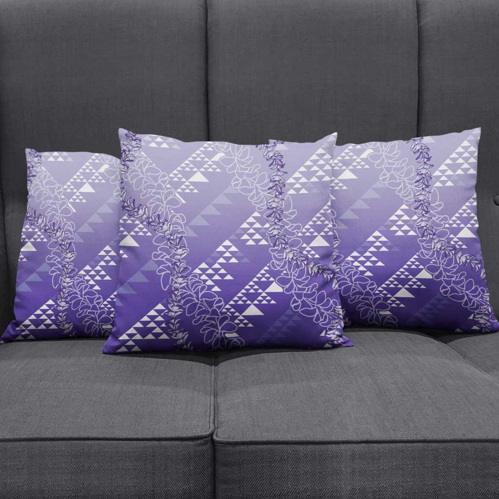 Hawaii Lavender Kapa Pillow Cover Vintage 'Ohe Kāpala Motifs Mix Plumeria Leis LT7 - Polynesian Pride