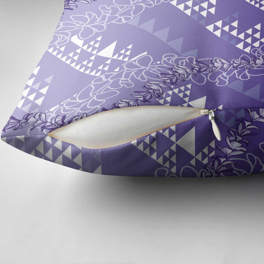 Hawaii Lavender Kapa Pillow Cover Vintage 'Ohe Kāpala Motifs Mix Plumeria Leis LT7 - Polynesian Pride