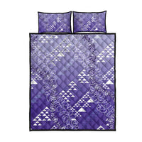 Hawaii Lavender Kapa Quilt Bed Set Vintage 'Ohe Kāpala Motifs Mix Plumeria Leis