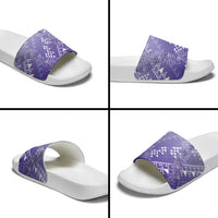 Hawaii Lavender Kapa Slide Sandals Vintage 'Ohe Kāpala Motifs Mix Plumeria Leis LT7 - Polynesian Pride