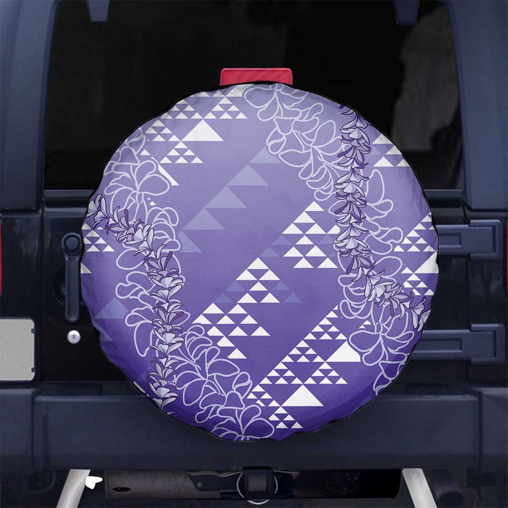 Hawaii Lavender Kapa Spare Tire Cover Vintage 'Ohe Kāpala Motifs Mix Plumeria Leis LT7 No hole Lavender - Polynesian Pride