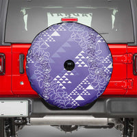 Hawaii Lavender Kapa Spare Tire Cover Vintage 'Ohe Kāpala Motifs Mix Plumeria Leis LT7 - Polynesian Pride