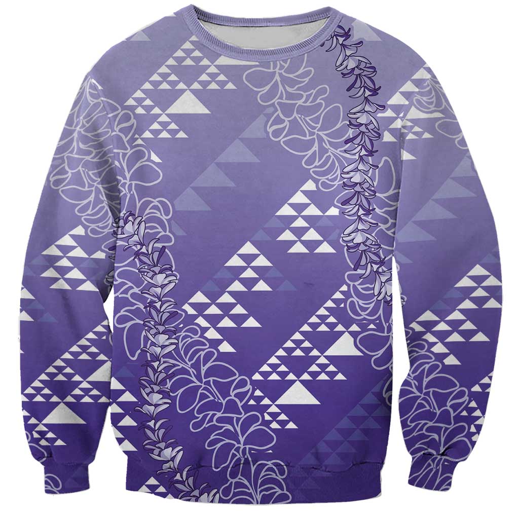 Hawaii Lavender Kapa Sweatshirt Vintage 'Ohe Kāpala Motifs Mix Plumeria Leis LT7 Unisex Lavender - Polynesian Pride