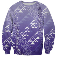 Hawaii Lavender Kapa Sweatshirt Vintage 'Ohe Kāpala Motifs Mix Plumeria Leis