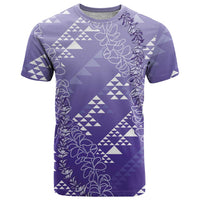 Hawaii Lavender Kapa T Shirt Vintage 'Ohe Kāpala Motifs Mix Plumeria Leis LT7 Lavender - Polynesian Pride