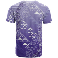 Hawaii Lavender Kapa T Shirt Vintage 'Ohe Kāpala Motifs Mix Plumeria Leis LT7 - Polynesian Pride
