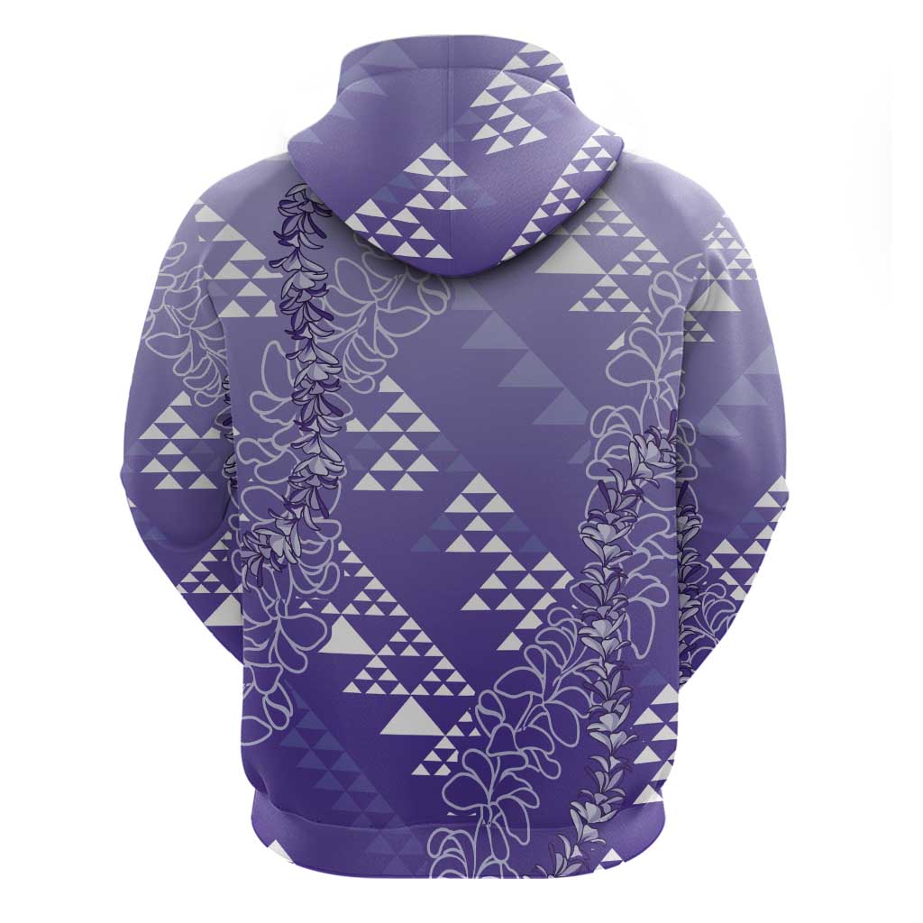 Hawaii Lavender Kapa Zip Hoodie Vintage 'Ohe Kāpala Motifs Mix Plumeria Leis LT7 - Polynesian Pride