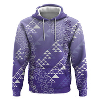 Hawaii Lavender Kapa Zip Hoodie Vintage 'Ohe Kāpala Motifs Mix Plumeria Leis LT7 Pullover Hoodie Lavender - Polynesian Pride