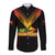 Personalised PNG Hunters Rugby Long Sleeve Button Shirt Motuan Style LT7 Unisex Black - Polynesian Pride