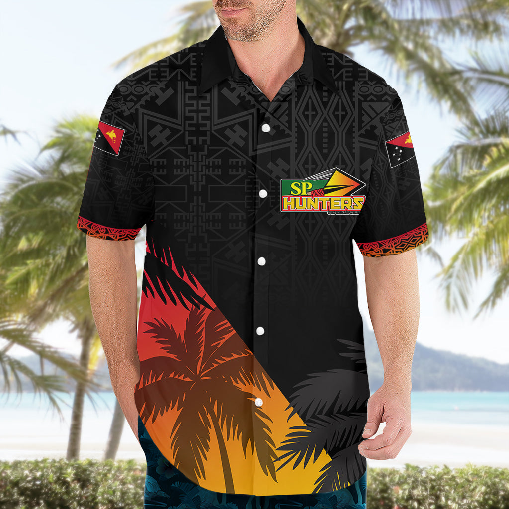 Personalised PNG Hunters Rugby Hawaiian Shirt Palm Trees Simple LT7 - Polynesian Pride