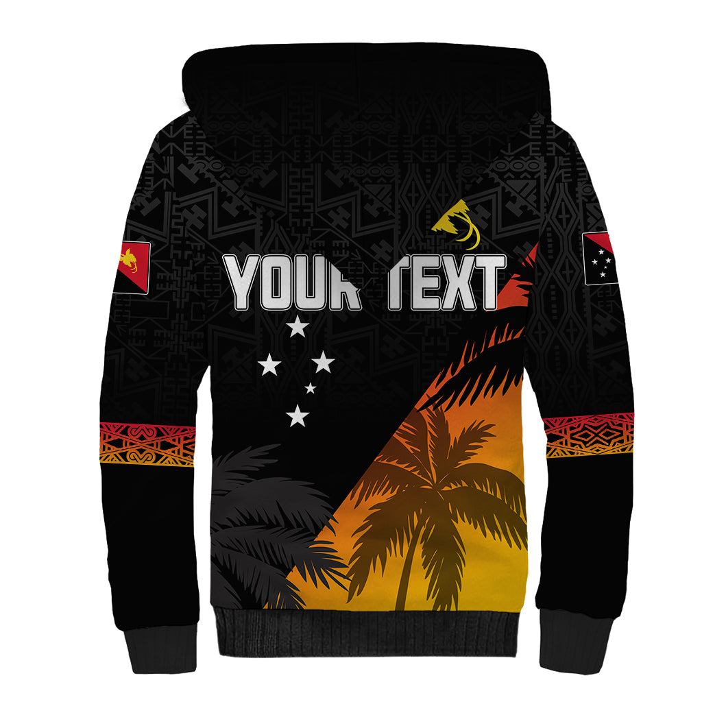 Personalised PNG Hunters Rugby Sherpa Hoodie Palm Trees Simple LT7 - Polynesian Pride