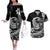 Polynesian Plumeria Couples Matching Off The Shoulder Long Sleeve Dress and Hawaiian Shirt Ride The Waves - Black LT7 Black - Polynesian Pride