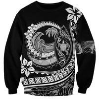 Polynesian Plumeria Sweatshirt Ride The Waves - Black LT7 Unisex Black - Polynesian Pride