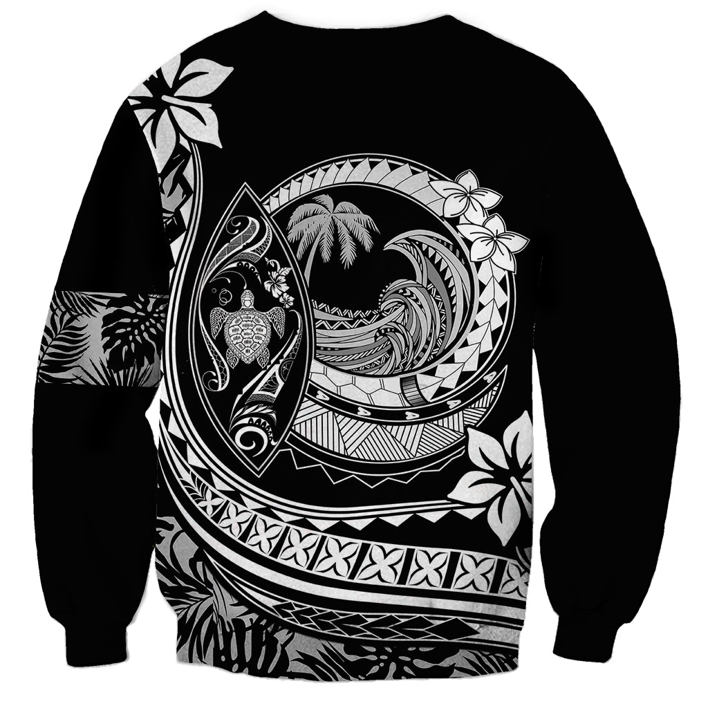 Polynesian Plumeria Sweatshirt Ride The Waves - Black LT7 - Polynesian Pride