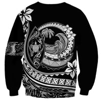 Polynesian Plumeria Sweatshirt Ride The Waves - Black LT7 - Polynesian Pride