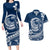 Polynesian Plumeria Couples Matching Long Sleeve Bodycon Dress and Hawaiian Shirt Ride The Waves - Navy Blue LT7 Navy Blue - Polynesian Pride